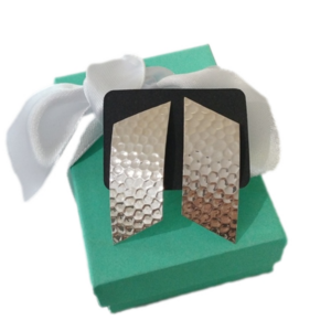 Vintage 80s Sterling Silver Hammered Curved Post Earrings